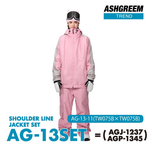 【10月上旬発送予定】 ASHGREEM アッシュグリーム スノーボードウェア ラグランジャケット 上下セット AG-13SET
